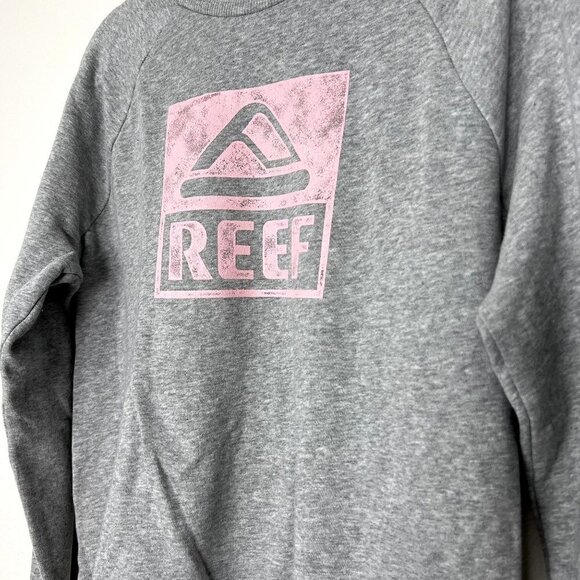 Reef Gray Pink Logo Graphic Crewneck Sweatshirt Pullover Womens Small - Picture 3 of 8